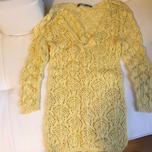 🌼 Yellow see-through cotton woven sweater